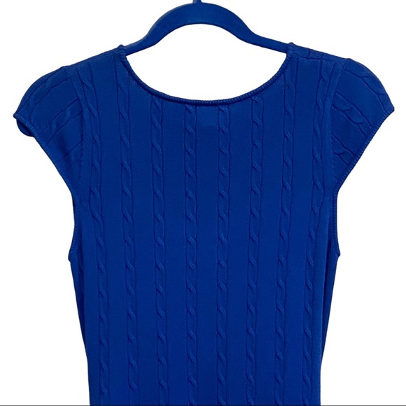 Milly of New York Medium Cerulean Blue Scoop Neck Cap Sleeves Sweater Dress 4636 - Picture 5 of 9